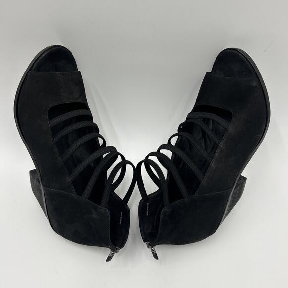 EILEEN FISHER James Strappy SAVY Sandal BOOT BLOCK BLACK NUBUCK 9.5 - Picture 6 of 11